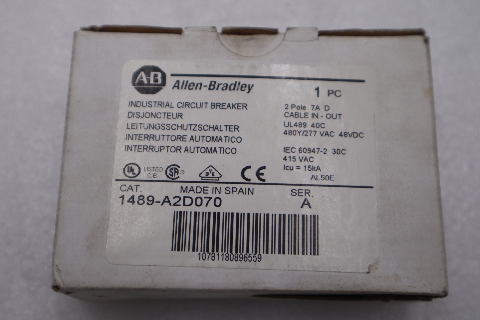 Used NEW OPEN BOX AB Allen Bradley 1489-A2D070 Circuit Breaker STOCK H255A
