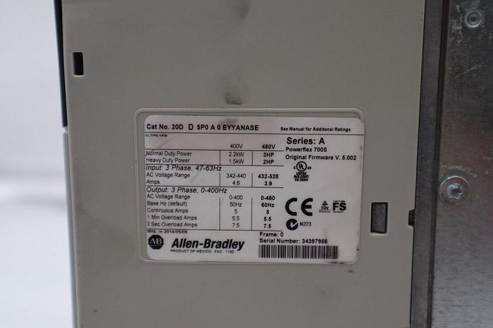 NEW 2014 Allen Bradley 20DD5P0A0EYYANASE Powerflex 700S Drive 3hp STOCK 2928