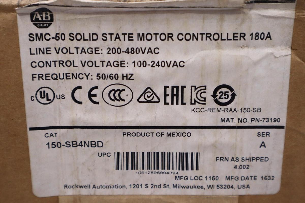 SMC-50 SMART MOTOR CONTROLLER 150-SB4NBD NEW UNIT STOCK 3355-A
