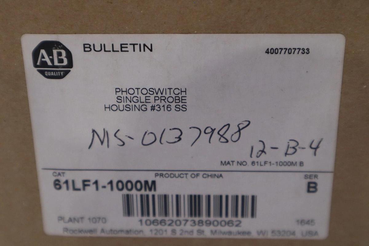 NEW ALLEN BRADLEY PHOTOSWITCH SINGLE PROBE HOUSING #316 SS  61LF1-1000M #1822B