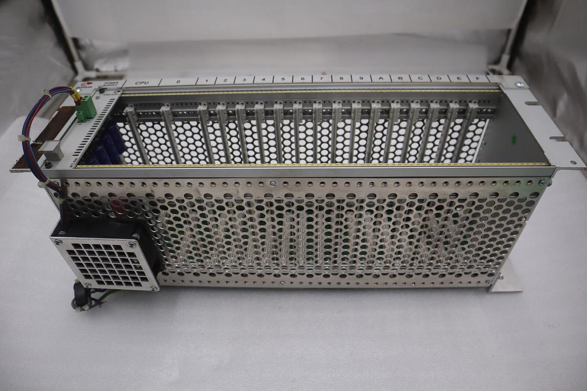 Used PASABAN PLC RACK WITH POWER SUPPLY CARD MODEL MTC-3044 STOCK 4835-A