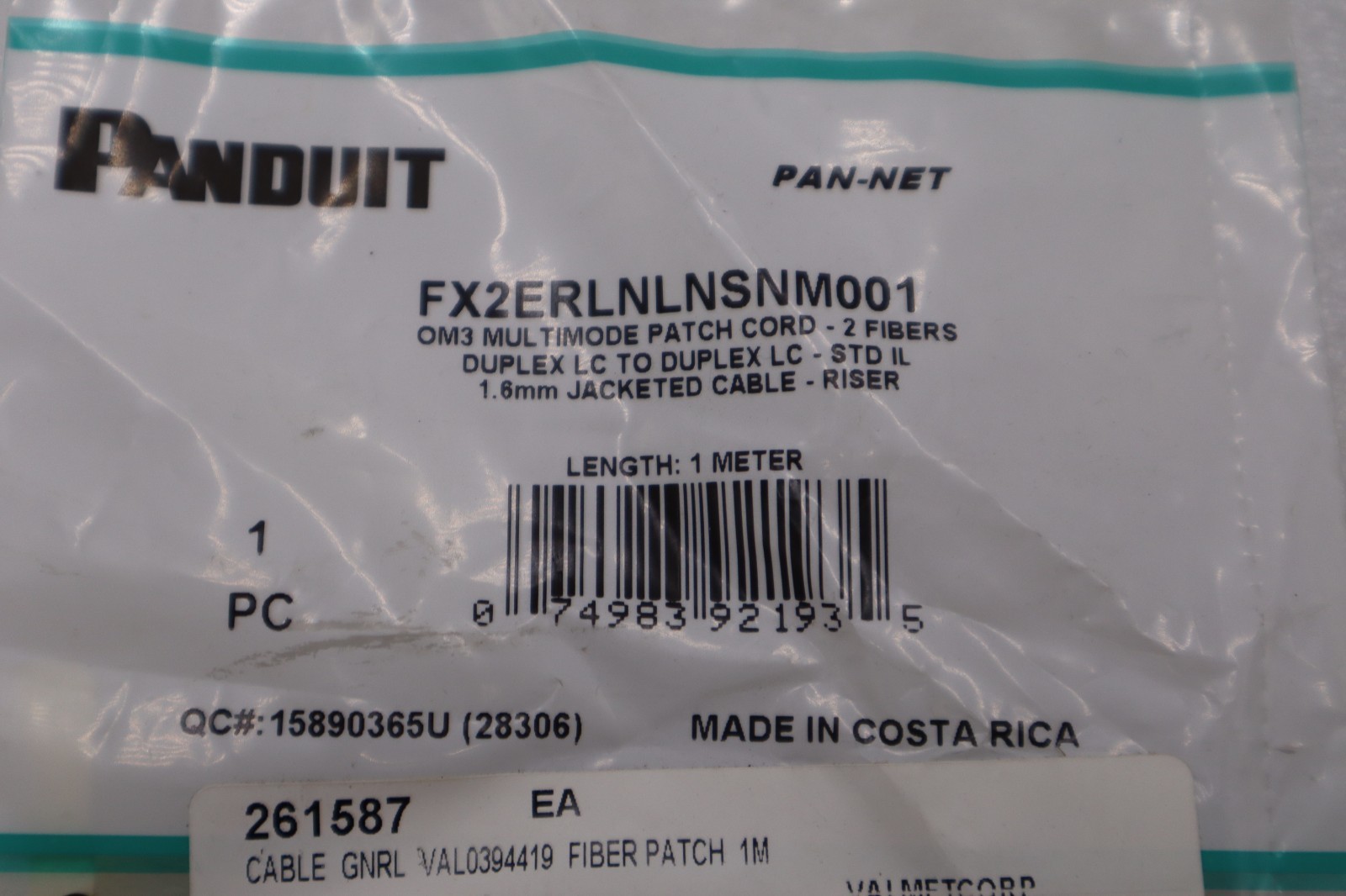 Panduit FX2ERLNLNSNM001 Fiber Patch Cord: Multi-Mode STOCK H1648A