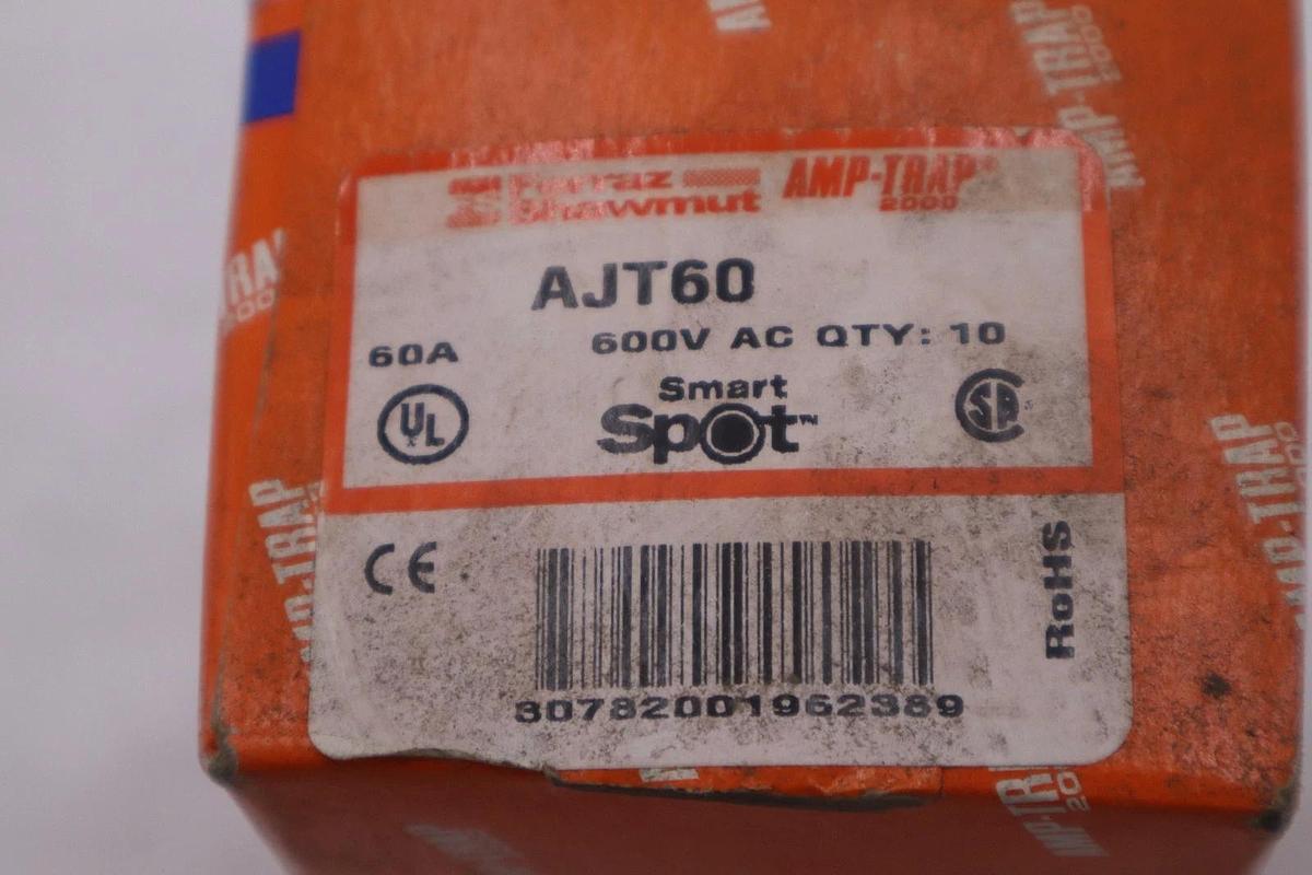Used NEW OPEN BOX Ferraz Shawmut AJT60 60A-600V Fuse LOT OF TEN STK GF386A