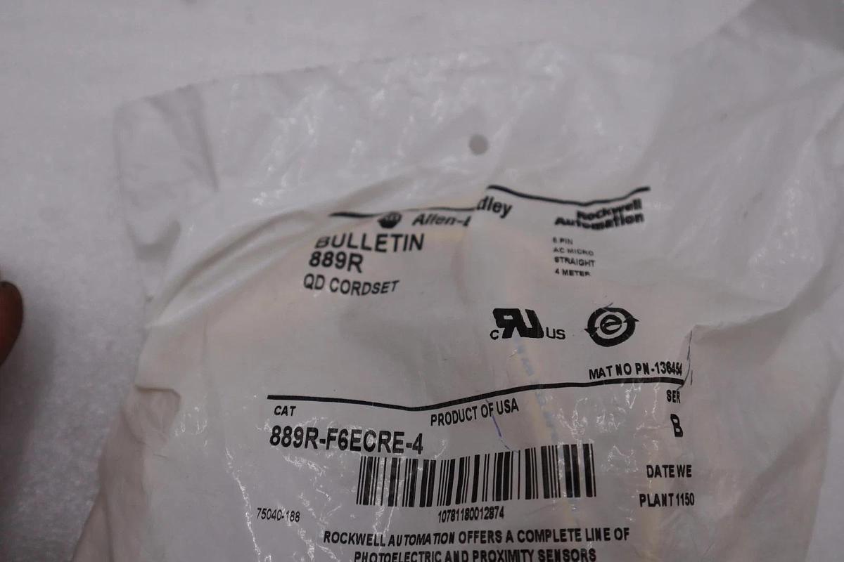 Used NEW Allen Bradley 889R-F6ECRE-4 Ser B AC Micro 6-Pin 4m QD CORDSET STOCK H1455A