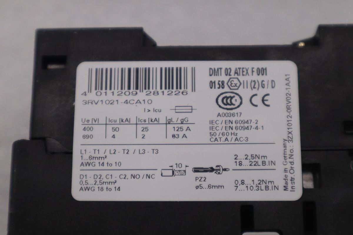 Used NEW OPEN BOX 3RV1021-4CA10 SIEMENS Circuit Breaker STOCK G533A