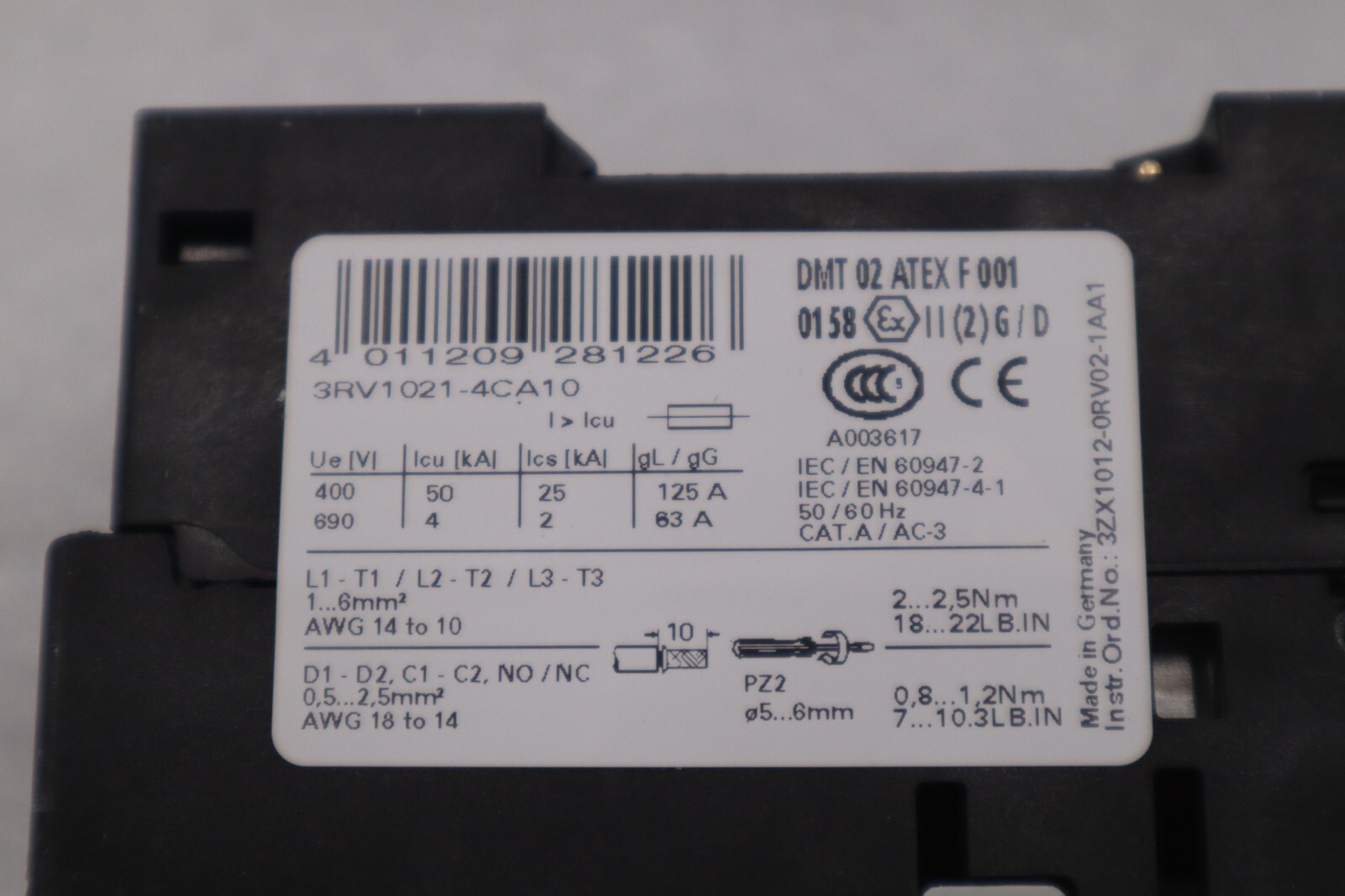 Used NEW OPEN BOX 3RV1021-4CA10 SIEMENS Circuit Breaker STOCK G533A