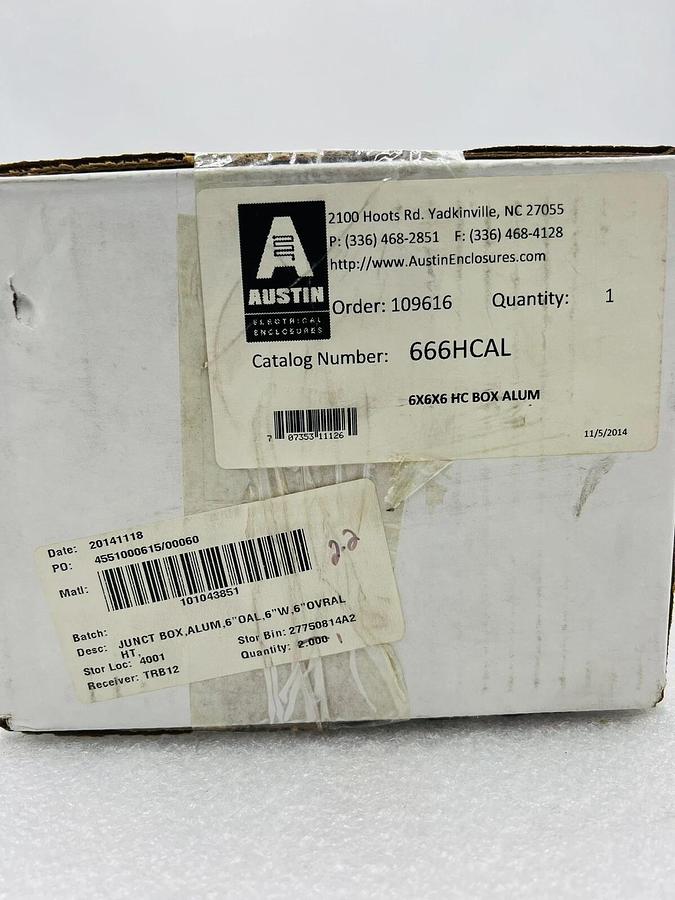 AUSTIN 666HCAL Junction Box 6x6x6 Enclosure-Clamp #K-749