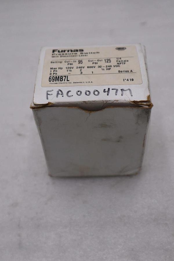 Furnas 69MB7L Pressure Switch with Disconnect Lever STOCK 6084