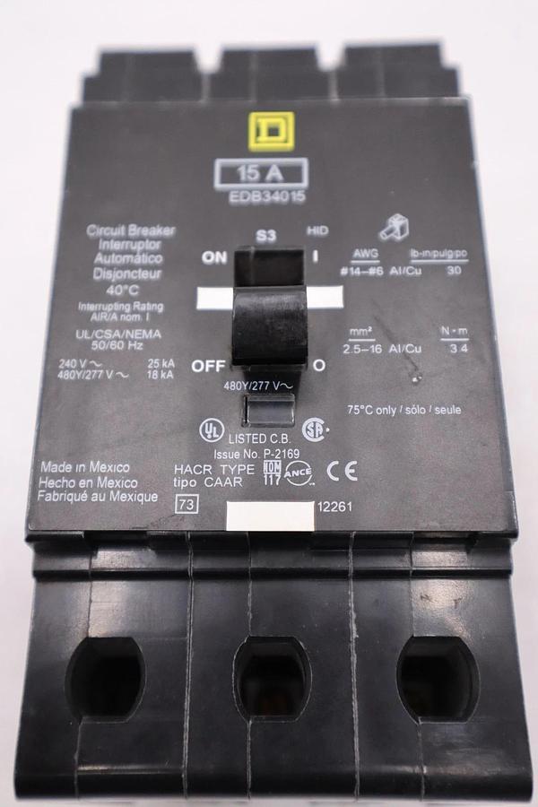 Square D EDB34015 Circuit Breaker NEVER USED - STOCK H834A 785901875239