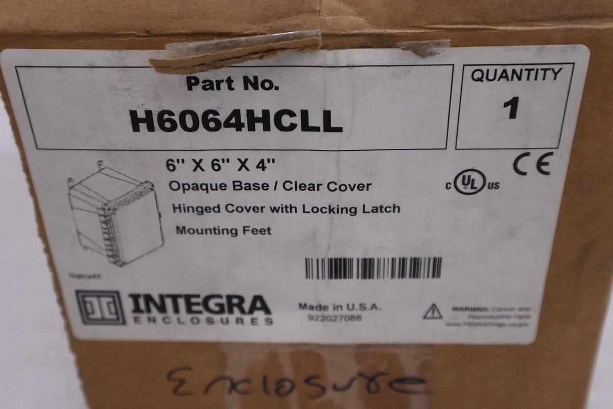 NEW INTEGRA ENCLOSURES H6064HCLL ENCLOSURE WITH HINGE OPAQUE STOCK 5623CC