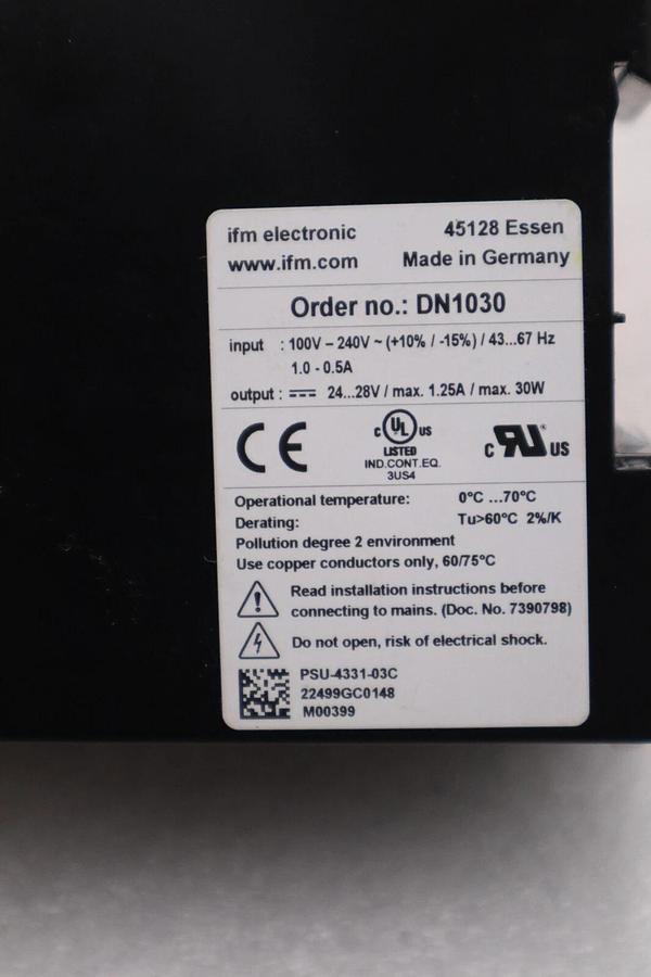 Used IFM ELECTRONIC DN1030 Power Supply 100-240V STOCK K-404-D