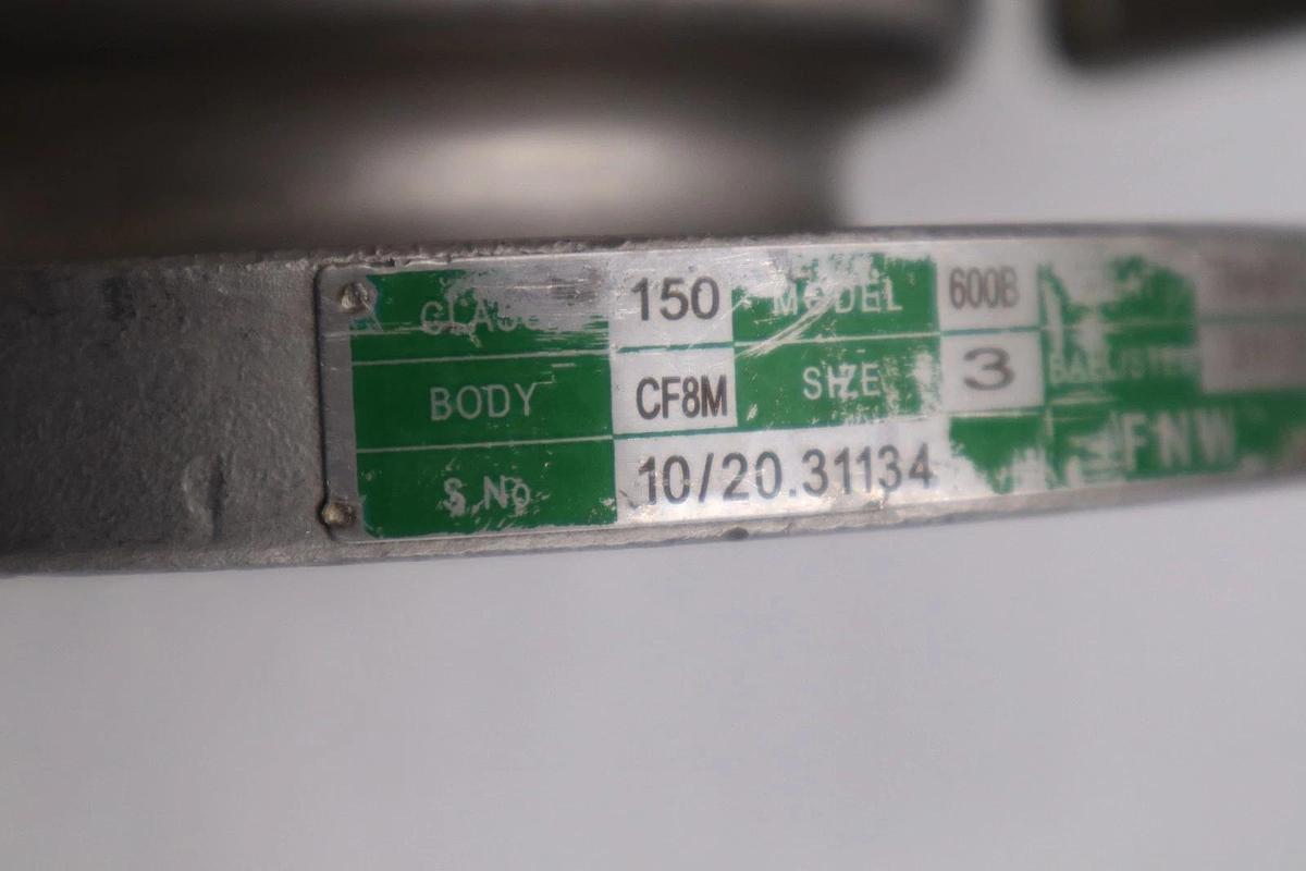 Used FNW 600B 3" Ball Valve 2 Piece Full Port Cl 150 CF8M STOCK H1900