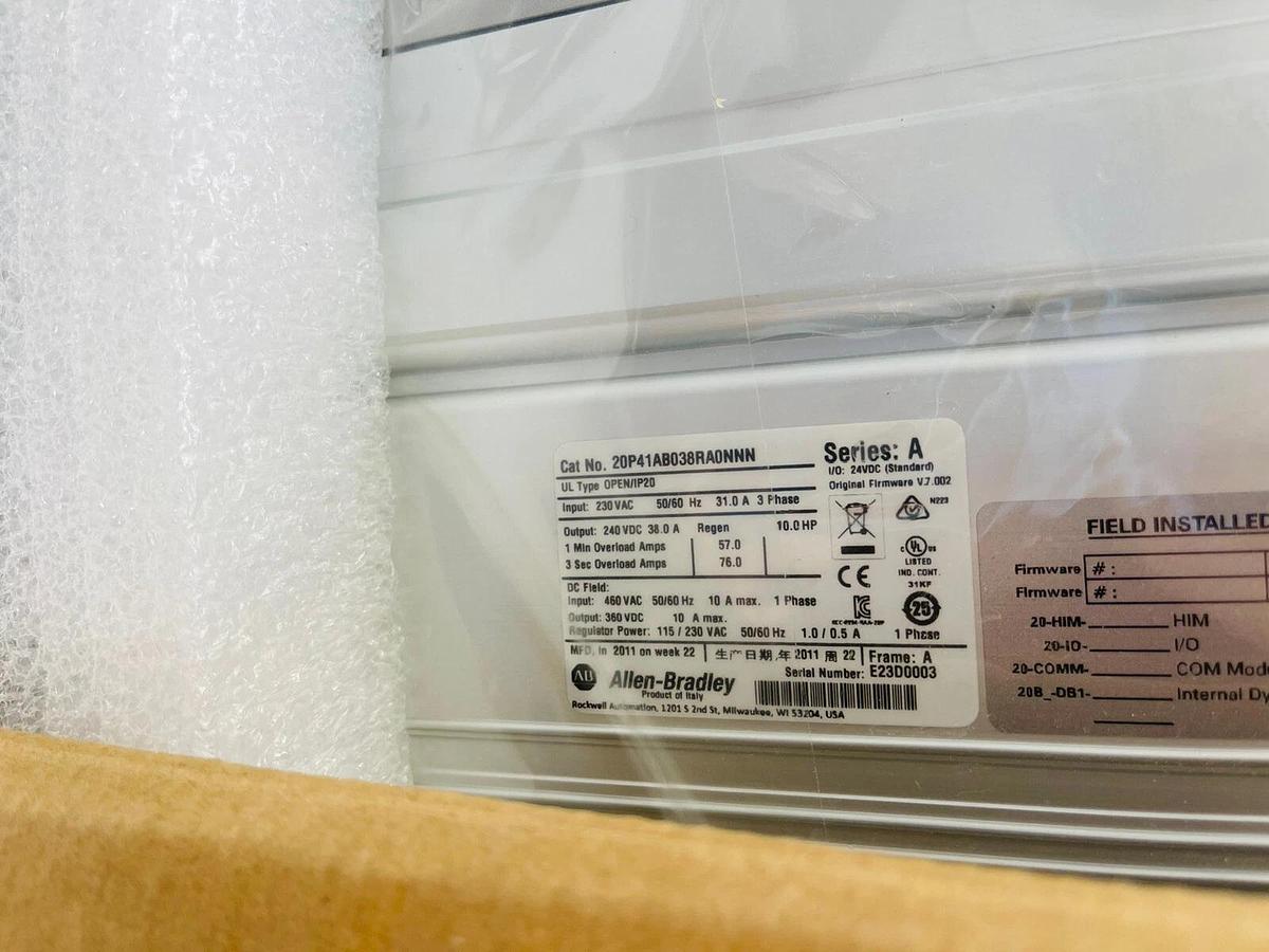 NEW Allen-Bradley 20P41AB038RA0NNN Series A 10.0HP PowerFlex DC FRN: 7.002 1443