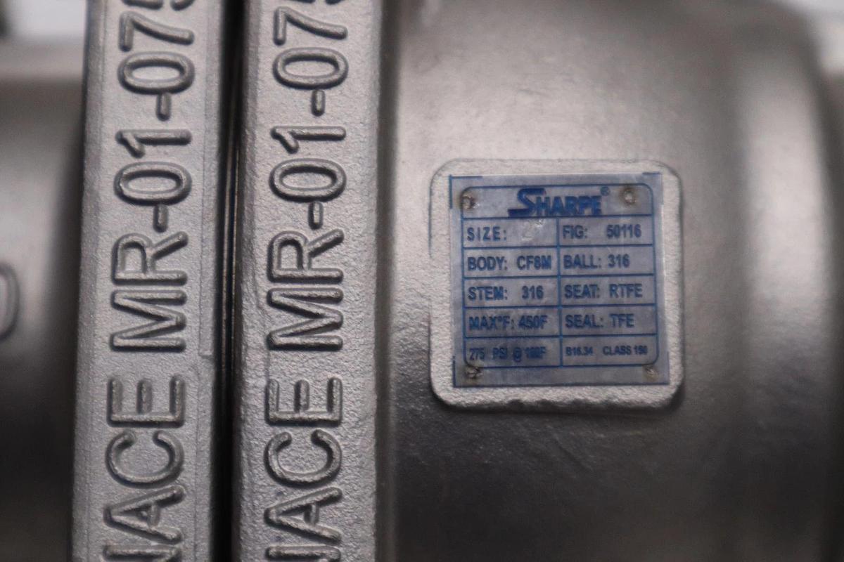 SHARPE 2" BALL VALVE, CF8M 316 STAINLESS STEEL NEW UNIT STOCK GF-2A