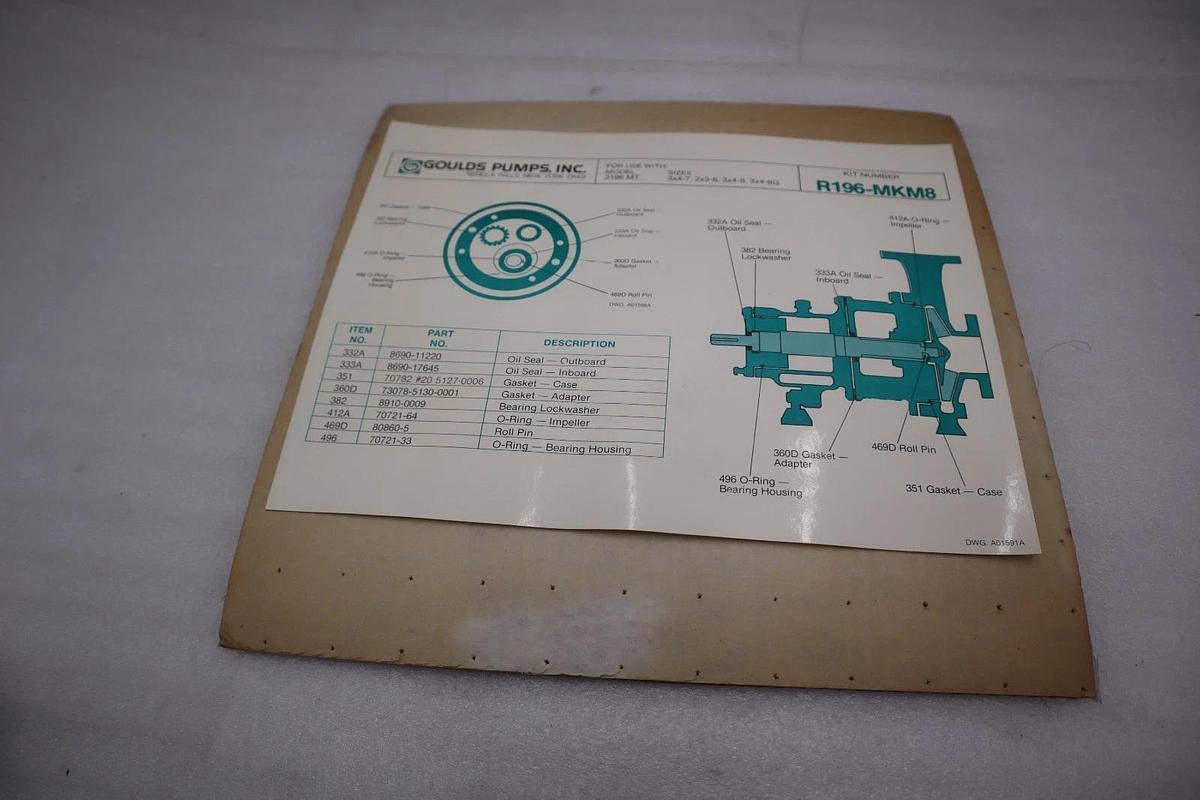 Used Goulds Pumps R196-MKM8 Maintenance Repair Kit - STOCK GF662
