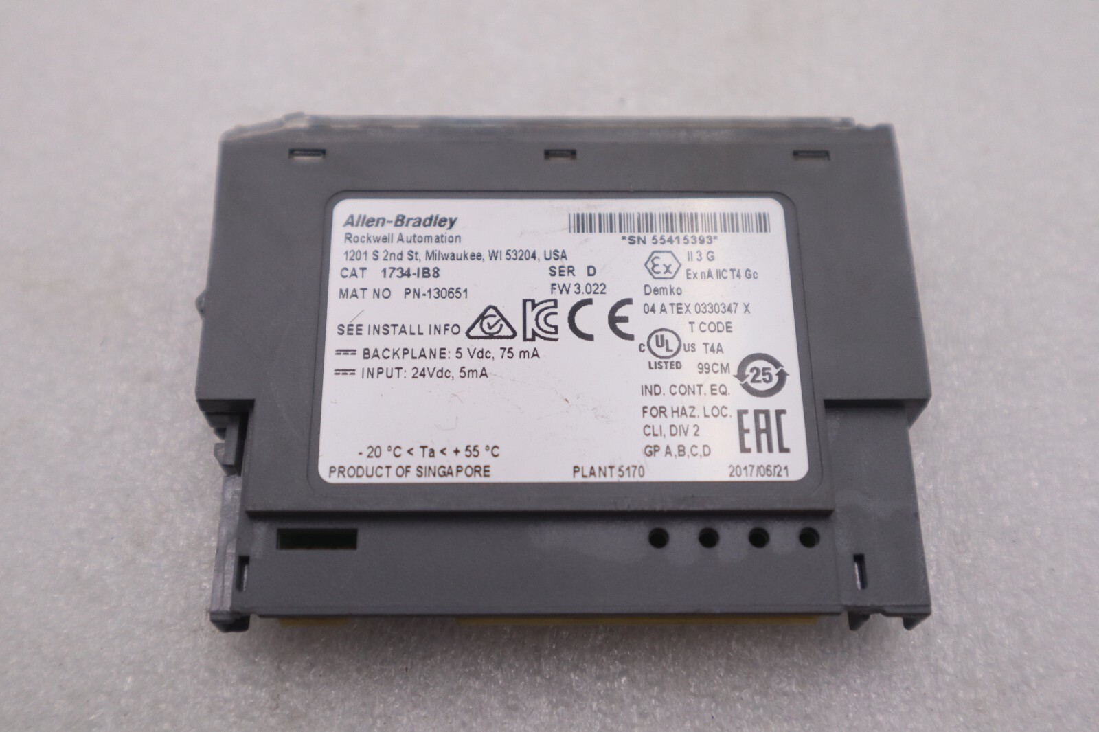 Used Allen Bradley 1734-IB8 Input Module Ser D (8 Available) Stock K-3287