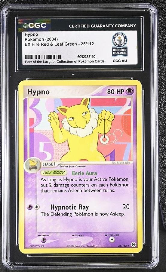 Used 2004 POKEMON EX FIRE RED & LEAF GREEN 25 HYPNO CGC WORLD RECORD SLAB 1/1
