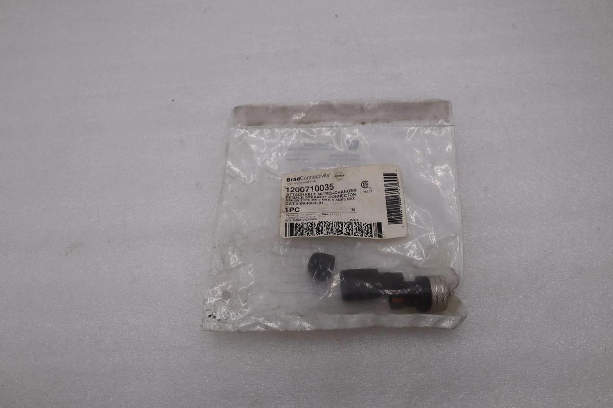Used LOT OF 8 --- NEW BRAD CONNECTIVITY 1200710035, CONNECTOR END STOCK K146D
