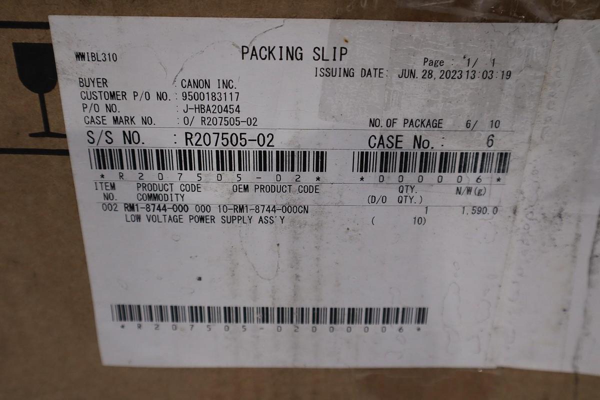RM1-8744-000CN LOW VOLTAGE POWER SUPPLY ASSEMBLY 110V - STOCK GF197
