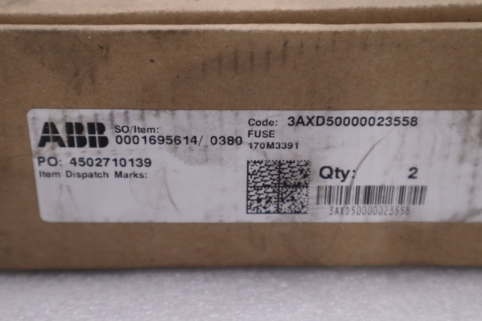 LOT OF 2 - EATON BUSSMANN 170M3391 100A IR1300-100kA - STOCK GF1037A