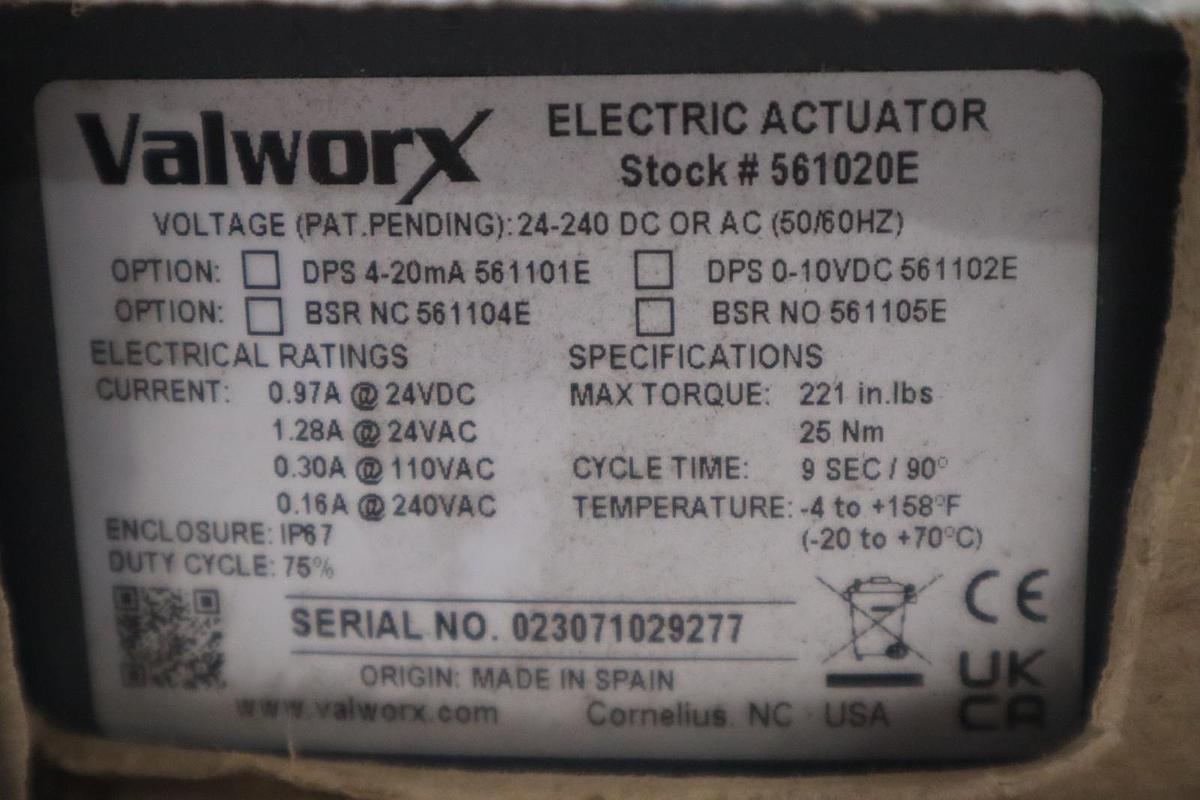 VALWORX ELECTRIC ACTUATOR 561020E 24-240V DC OR AC - NEW IN BOX - STOCK SGF221