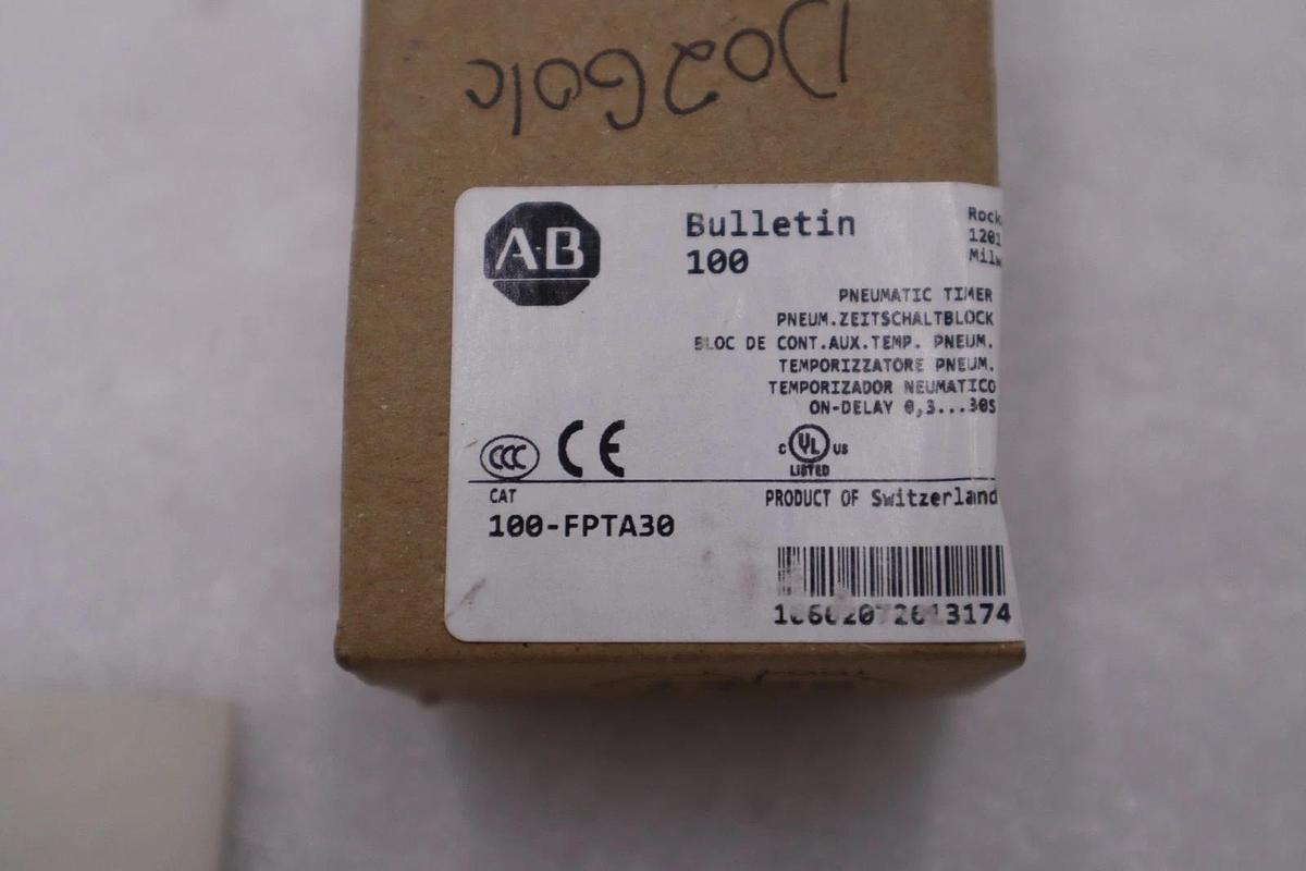 NEW OPEN BOX ALLEN BRADLEY 100-FPT PNEUMATIC TIMING MODULE AB STOCK H974A