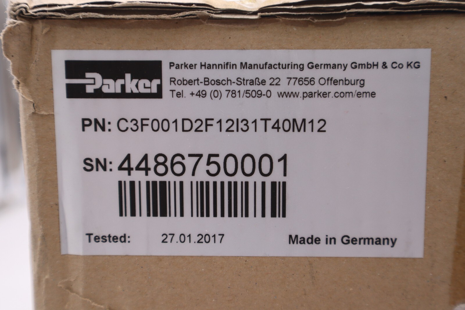 Used PARKER HANNIFIN C3F001D2F12-I31-T40-M12 / C3F001D2F12I31T40M12 TESTED STOCK 2424