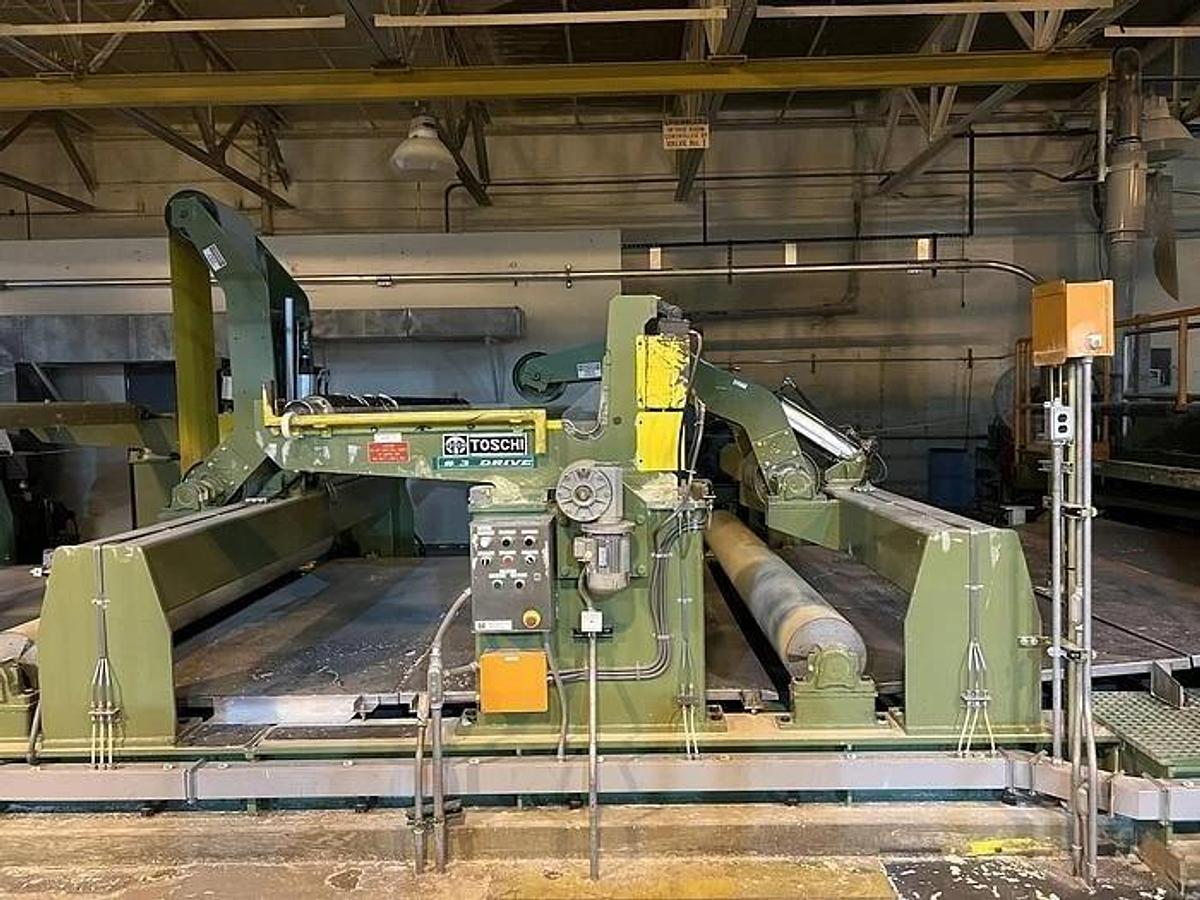 Used 132" TOSCHI - TOSOTEC BELT DRIVEN UNWIND STANDS 72" DIAMETER (QUANTITY 3)