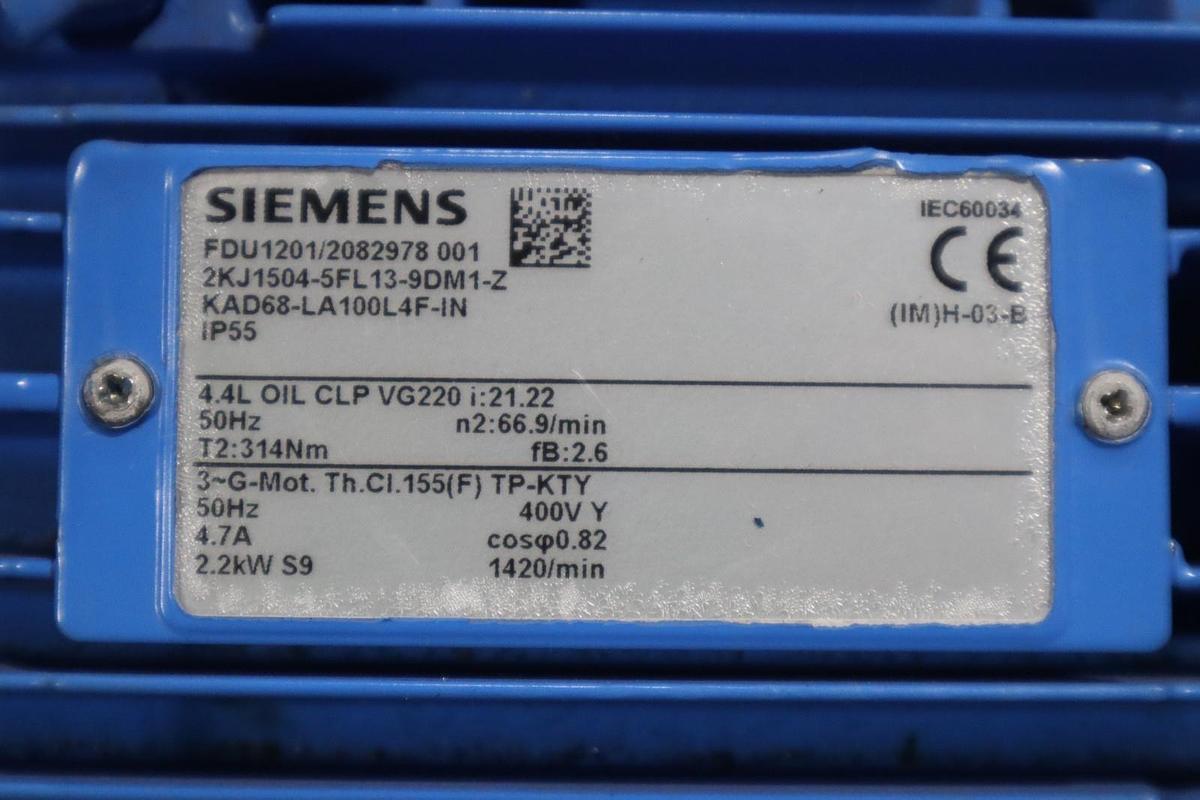 Used SIEMENS 2KJ1504-5FL13-9DM1-Z Gearmotor, 230/460, NEW UNIT STOCK HP136