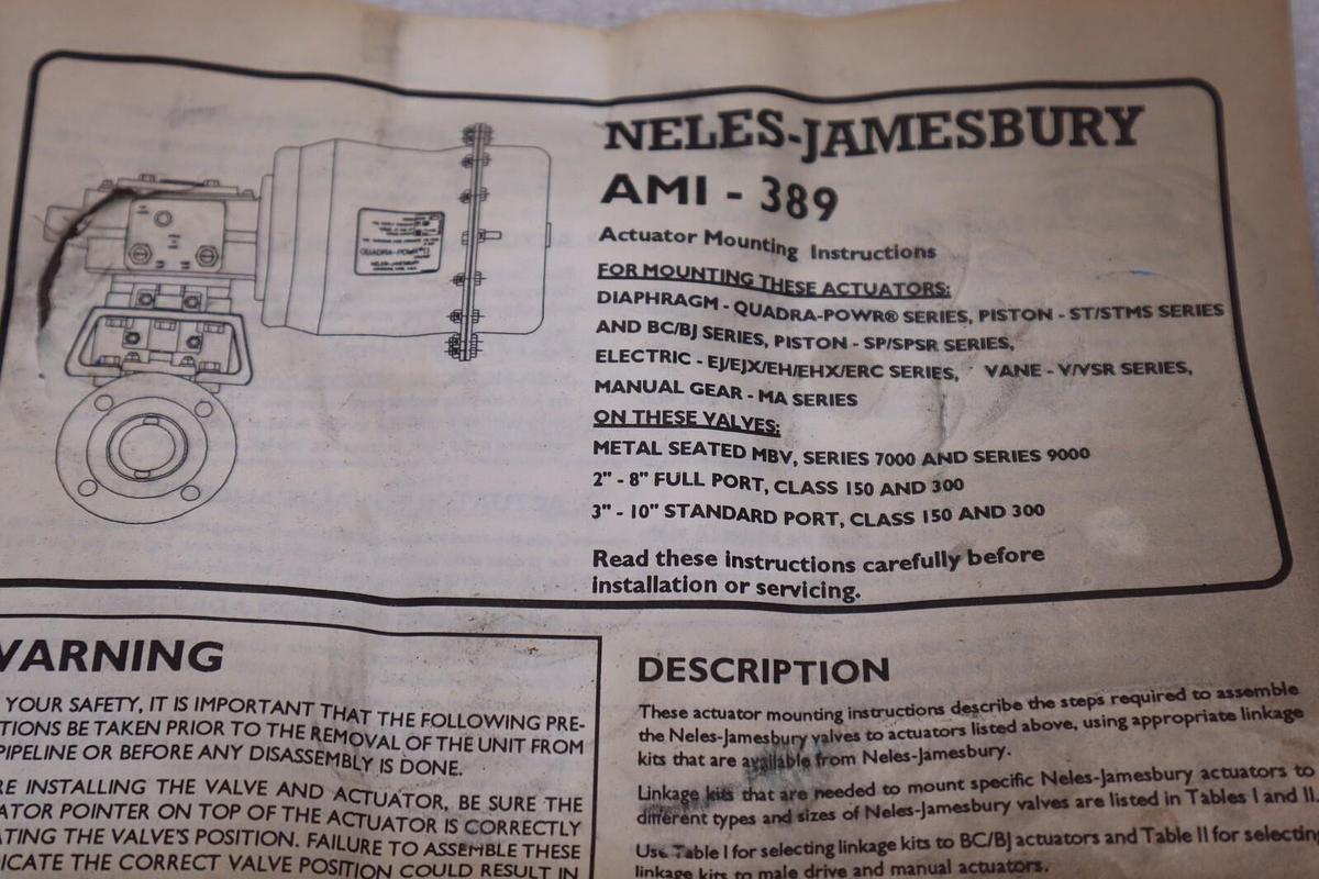 Used NELES-JAMESBURY LK867 VALVE LINKAGE KIT STOCK #3499