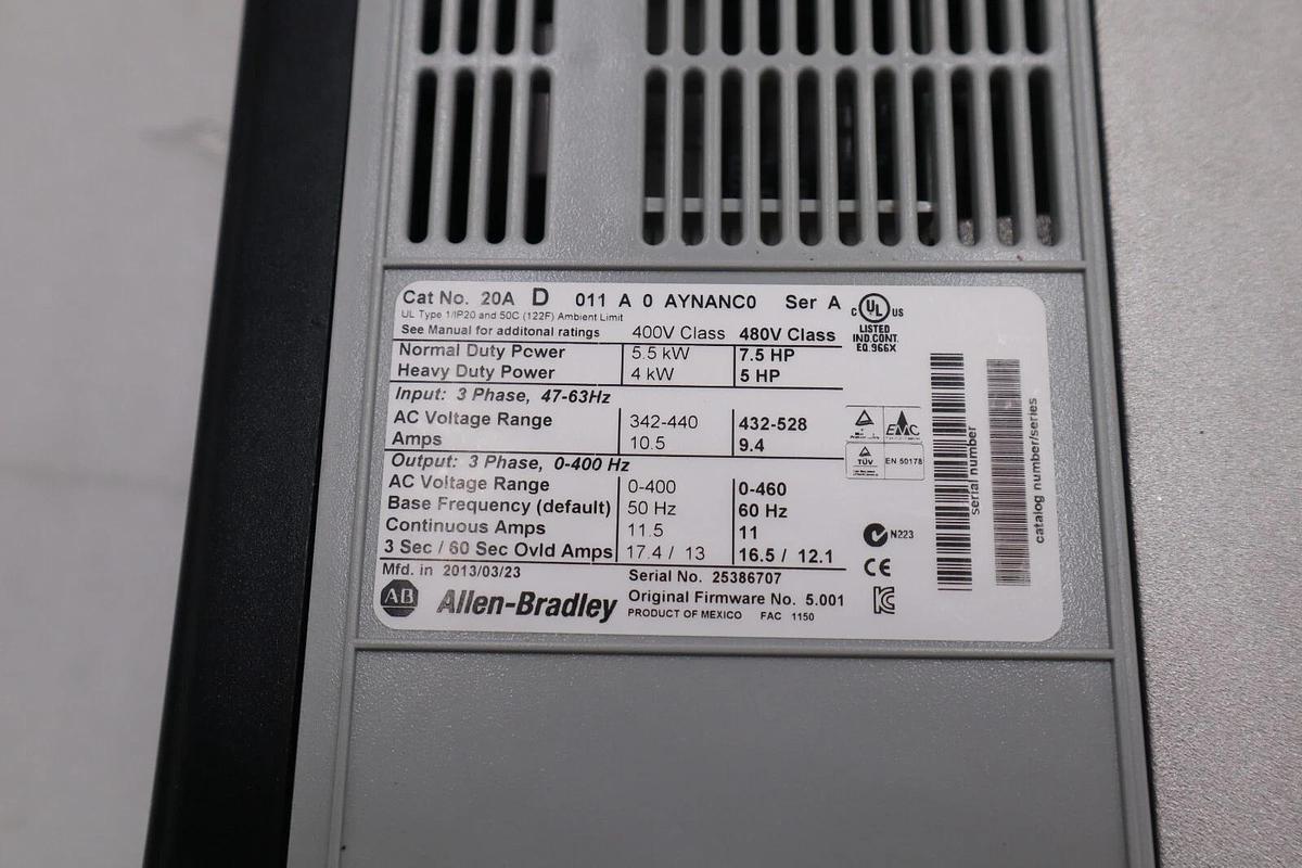 NEW Allen-Bradley PowerFlex 70 20AD011A0AYNANC0 No HIM AC Drive STOCK 2406