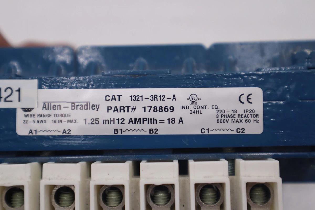 Used ALLEN BRADLEY 1321-3R12-A / 13213R12A WIRE RANGE TORQUE STOCK 5262