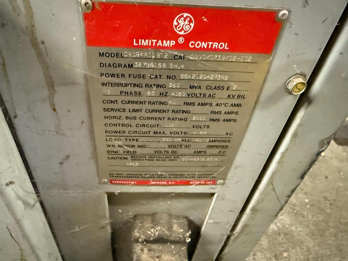 Used GE Limitamp Motor Control 4160 Volt Model CR194A148F2 Complete Switchgear System
