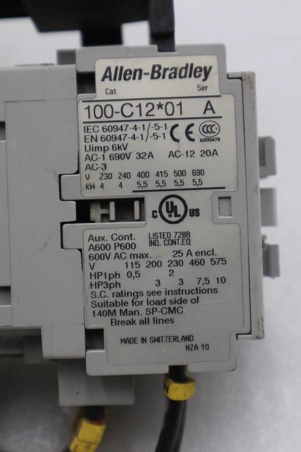 Used ALLEN BRADLEY 140M-D8N-B40 CIRCUIT BREAKER WITH 100-C12*01 CONTACTOR STOCK 4826A