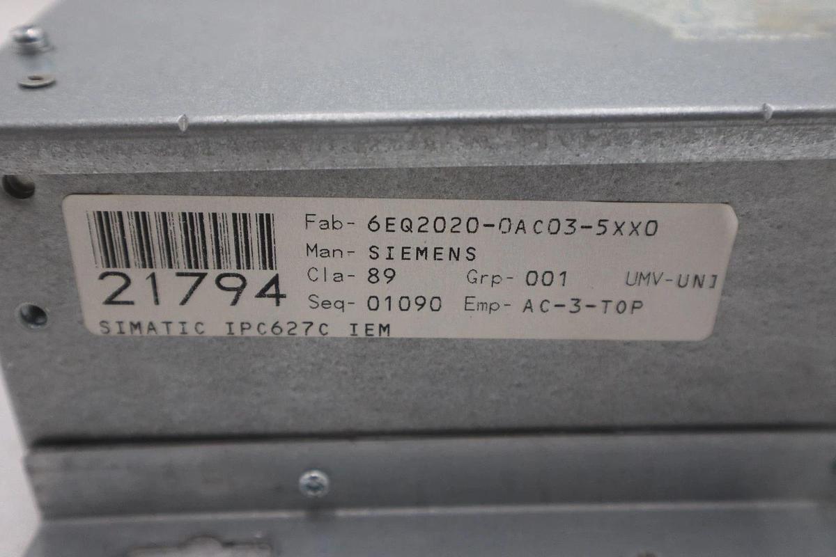 Used SIEMENS  SIMATIC IPC627CIEM  6EQ2020-0AC03-5XX0  SIMATIC BOX PC STK SGF116