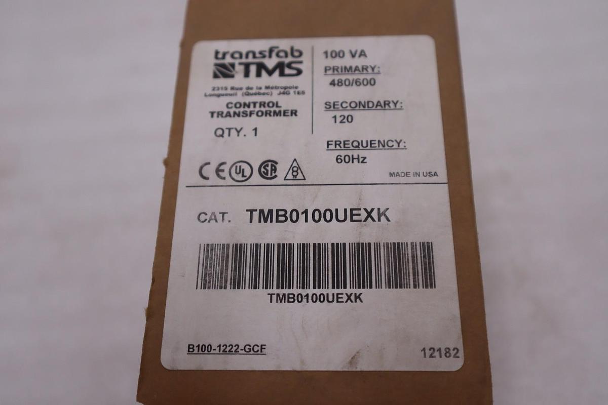 TRANSFAB TMS TMB0100UEXK CONTROL TRANSFORMER 480/600 60HZ - STOCK GF1040