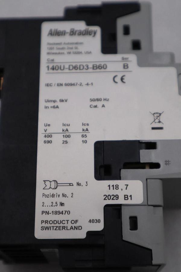 Used NEW IN BOX ALLEN BRADLEY 140U-D6D3-B60 / 140UD6D3B60 (2 AVAILABLE) STOCK H221A