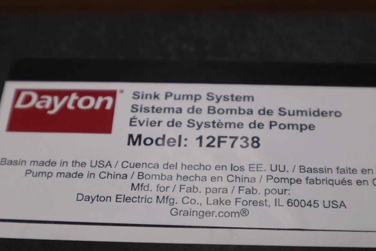 Used DAYTON 12F738 Sink Drain Pump System STOCK GF227