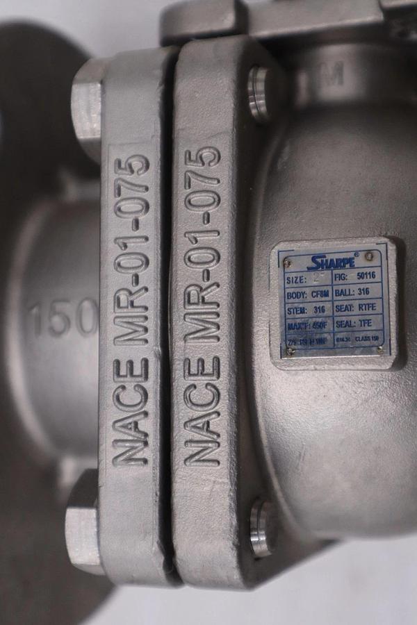 SHARPE 2" BALL VALVE, CF8M 316 STAINLESS STEEL NEW UNIT STOCK GF-2A