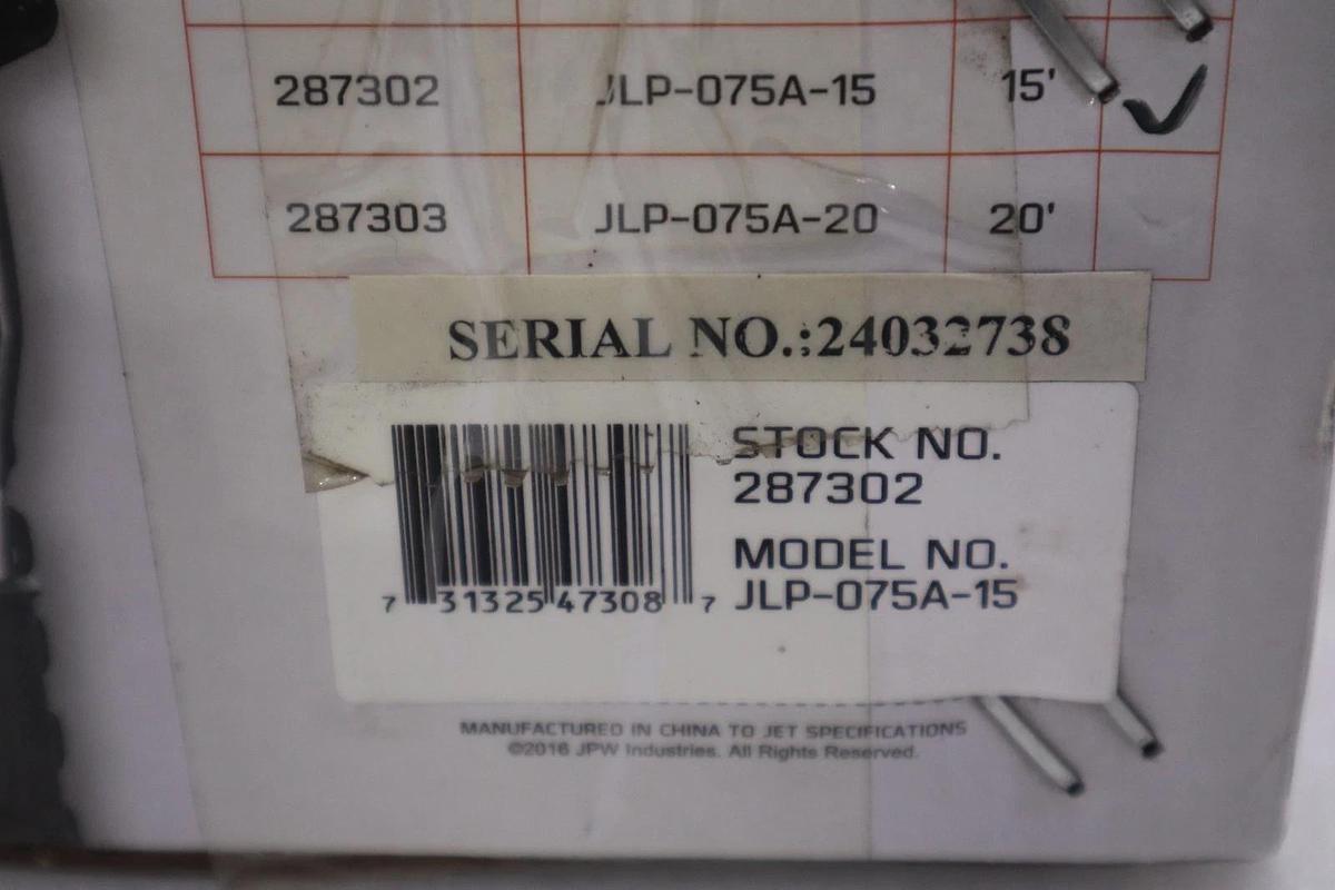 Used Jet 287302 JLP-075A-15 3/4-Ton Lever Hoist 15' Lift NEW IN BOX STOCK HP-191