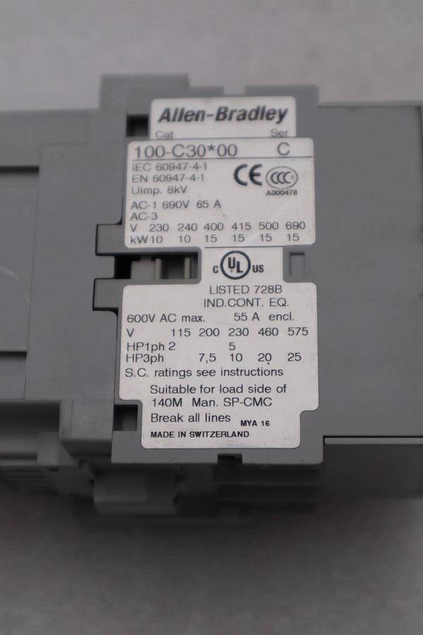 Used AB Allen-Bradley 100-C30*00 Series-C 600VAC Contactor STOCK H1546