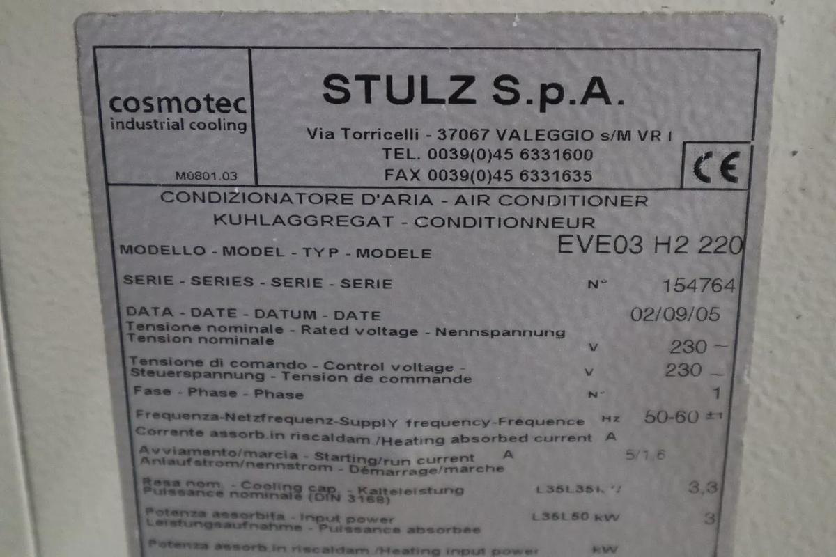 Used STULZ S.P.A EVE03 H2 220 AIR CONDITIONER STOCK 837A