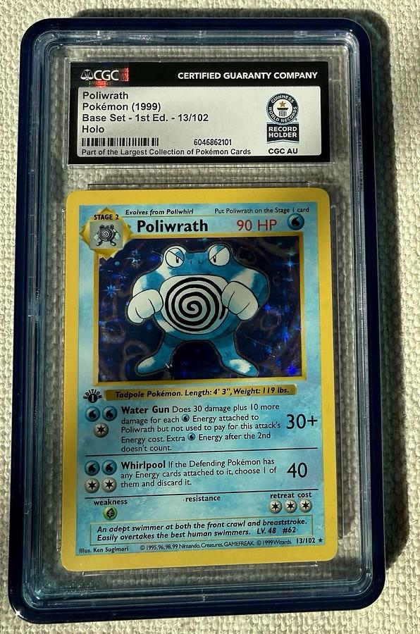 Used 1999 POKEMON BASE SET 1ST EDITION #13 POLIWRATH-HOLO CGC WORLD RECORD GRAY 1/1