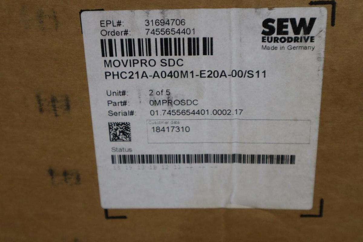 SEW EURODRIVE PHC21A-A040M1-E20A-00/S11 INVERTER BRAND NEW IN BOX STOCK H756