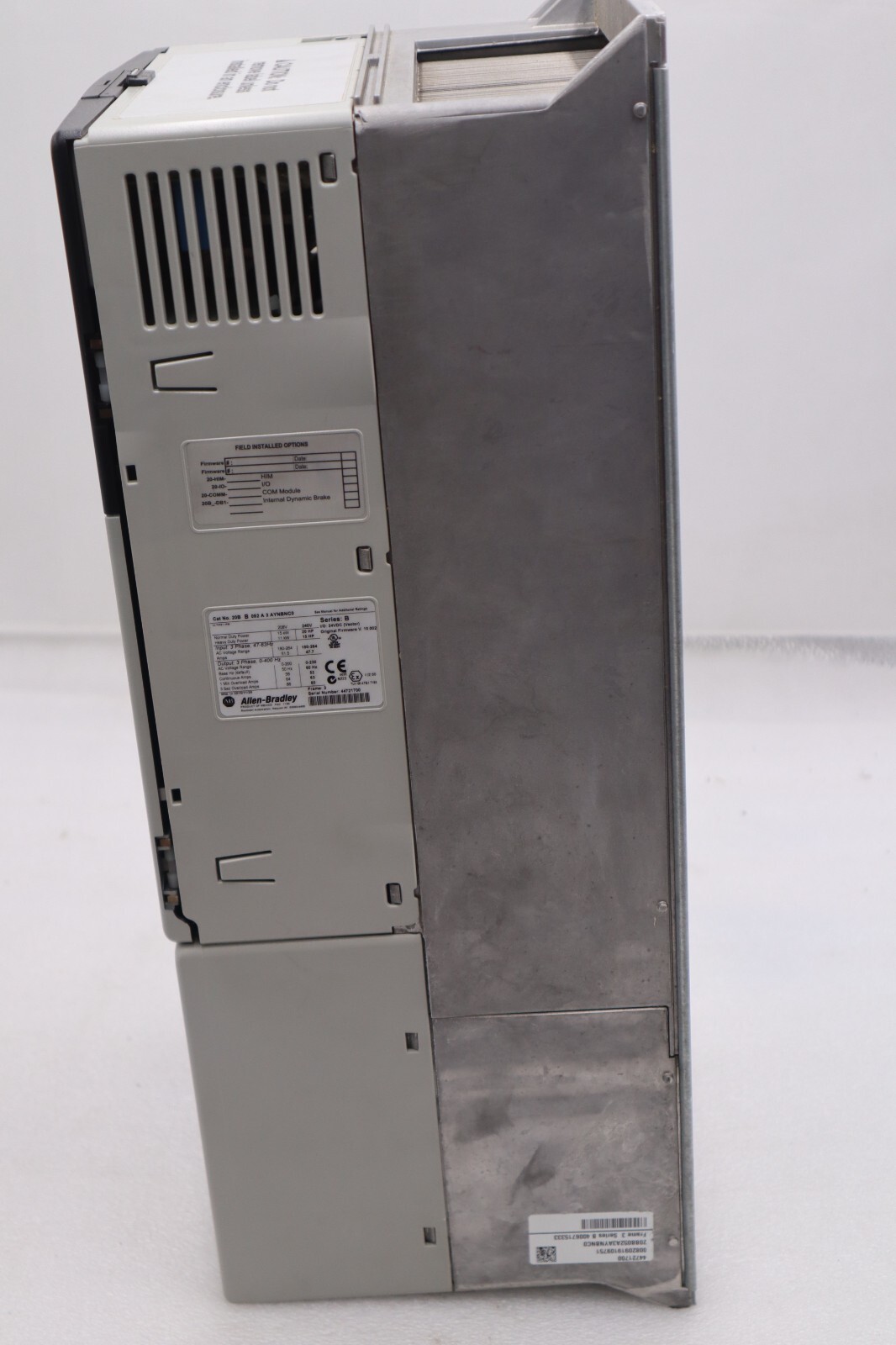 Used ALLEN BRADLEY VFD 20BB052A3AYNBNC0 SER B AC DRIVE POWERFLEX 700 20 HP STK 313-A