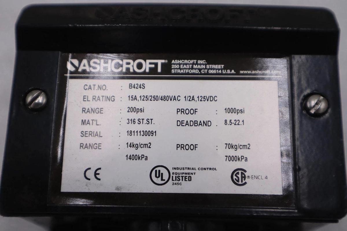 NEW OPEN BOX B424S ASHCROFT PRESSURE SWITCH STK 5539CC