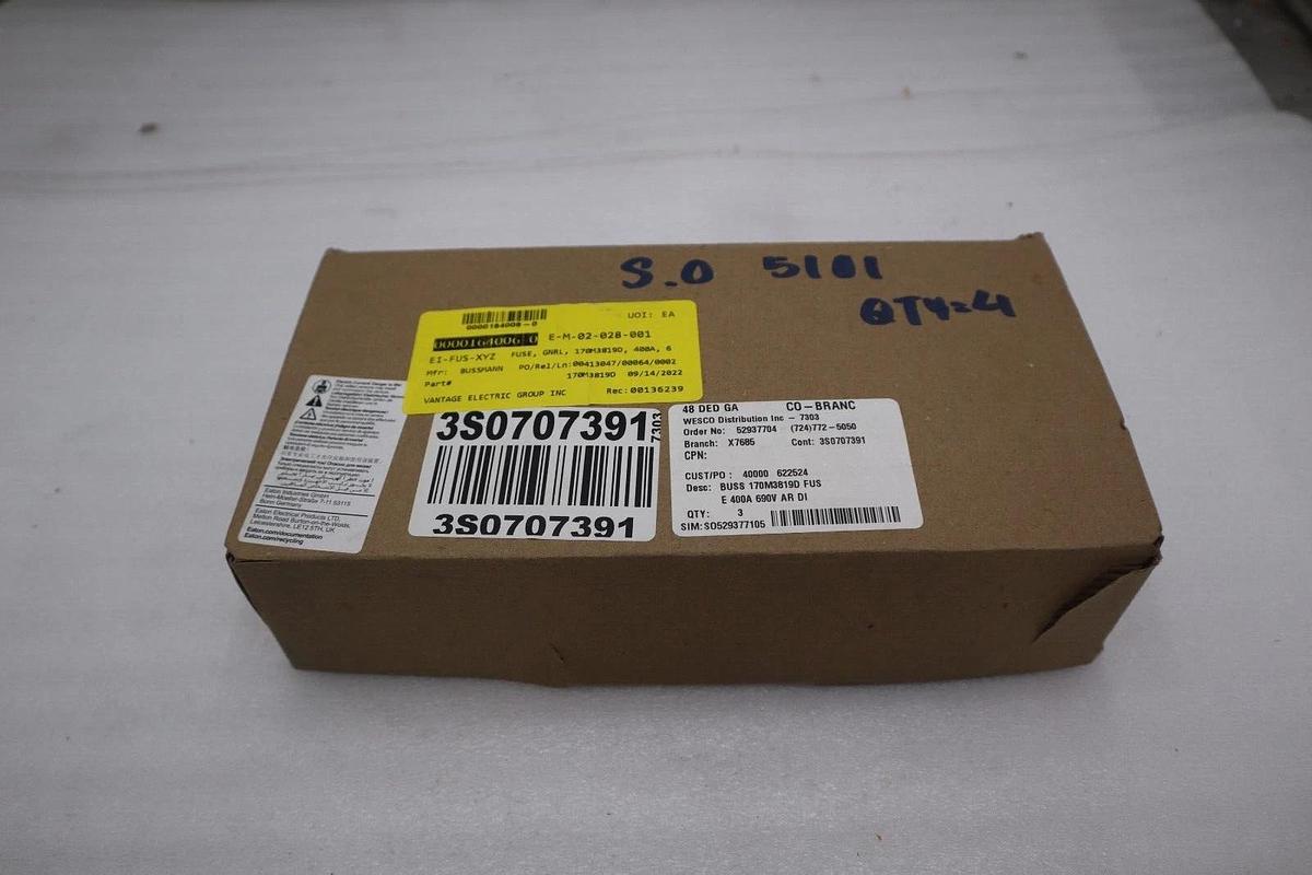 EATON BUSSMANN 170M3819D BOX OF SIX NEW UNITS STOCK G213A