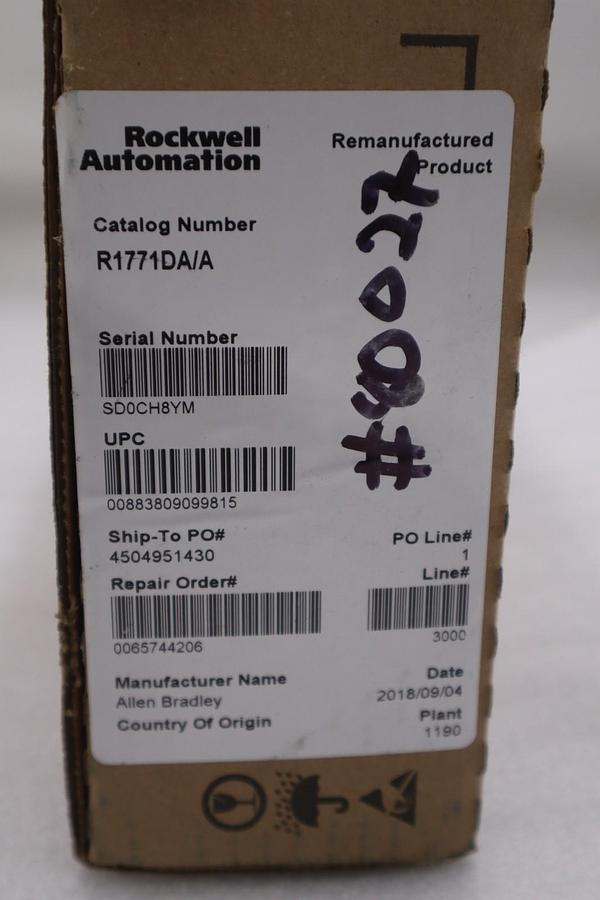 Used Allen Bradley 1771-DA/A ASCII I/O Module - Rockwell Remanufacted - STOCK GF886