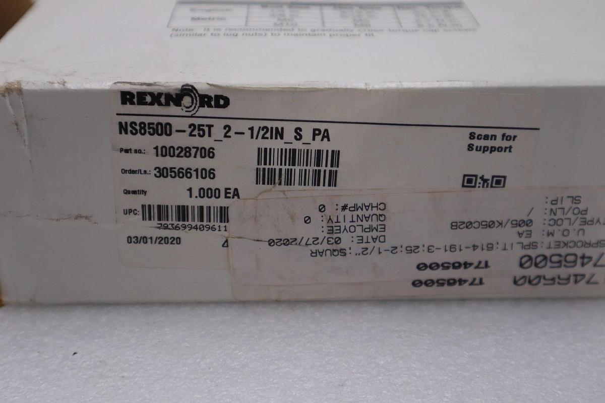Used NEW REXNORD NS8500-25T-2-1/2 S PA  SPROCKET NS850025T212SPA STK H1877