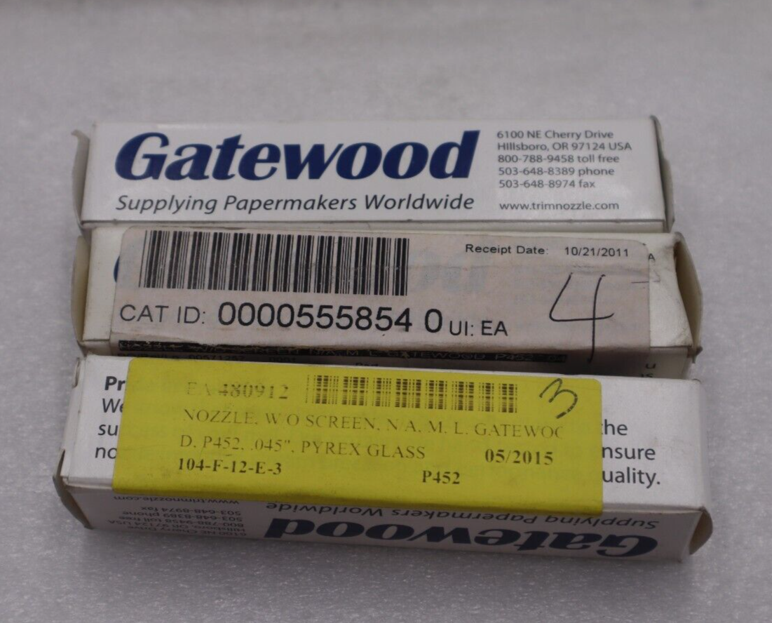 Used Gatewood Nozzle W/O Screen Pyrex Glass .045" 104-F-12-E3 New Open Box #K-2205